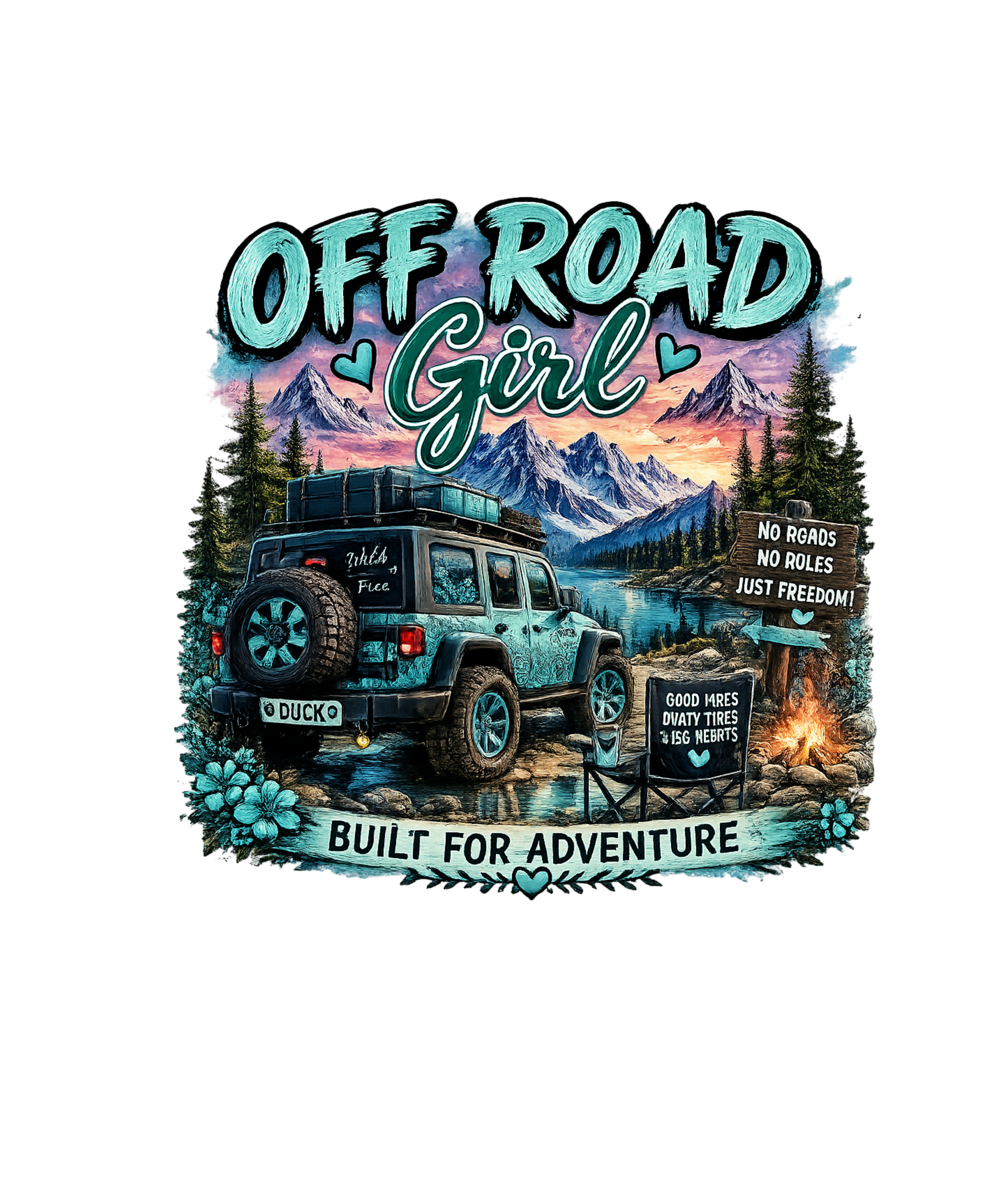 OFF ROAD GIRL TEAL PNG DIGITAL DESIGN