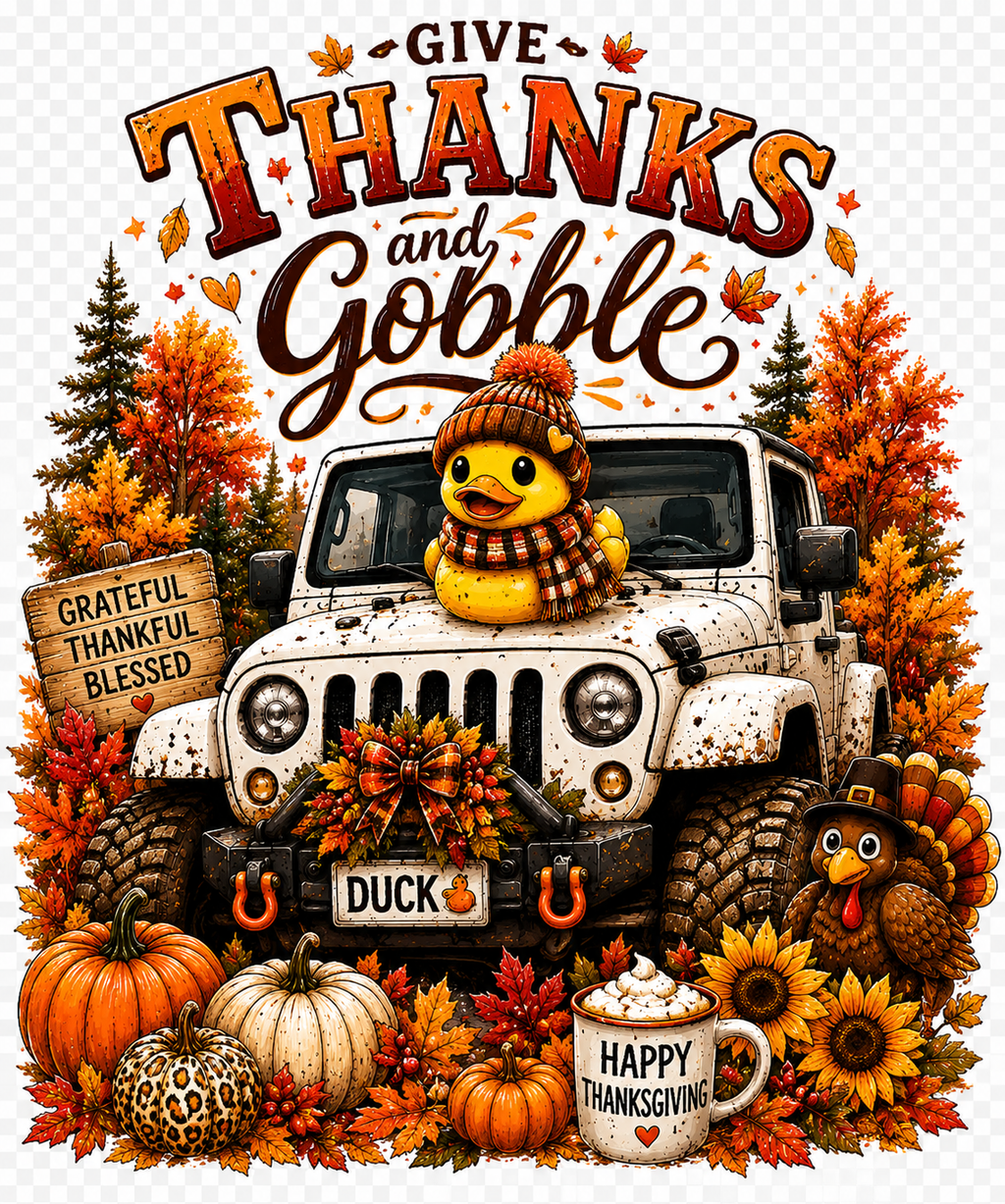T=SHIRT GIVE THANKS AND GOBBLE LADYS COTTON TEE