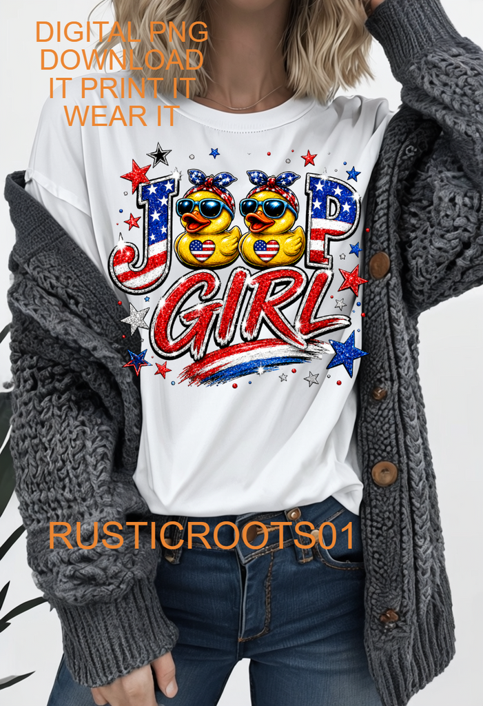 RED WHITE BLUE DUCK GIRL SUV PNG DIGITAL DOWNLOAD  FILE
