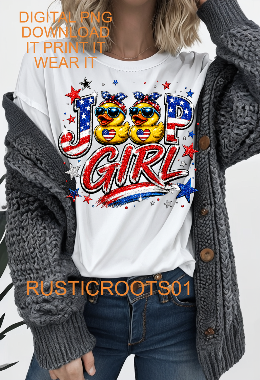 RED WHITE BLUE DUCK GIRL SUV PNG DIGITAL DOWNLOAD  FILE