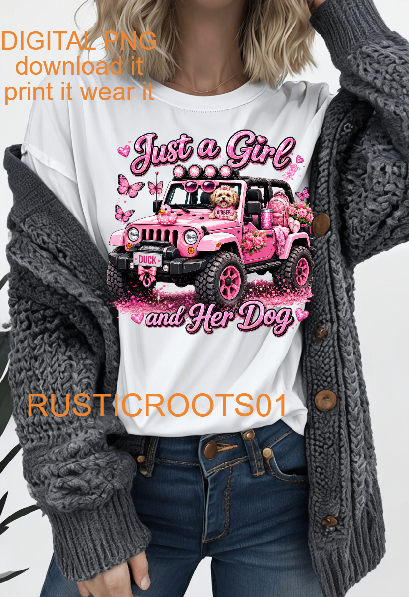 JUST A GIRL AND HER DOG DIGITAL PNG DOWNLOAD FILE