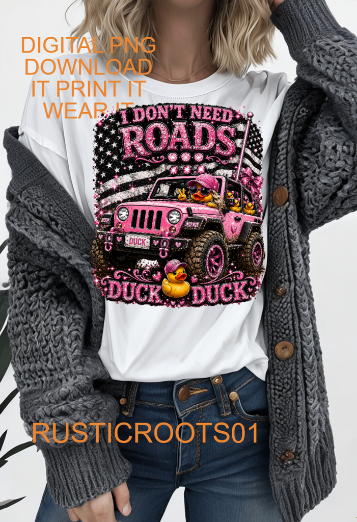 I DONT NEED ROAD PINK BLING PNG DIGITAL DOWNLOAD FILE