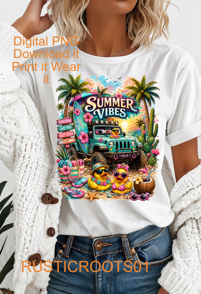 SUMMER VIBES DIGITAL PNG INSTANT DOWNLOAD FILE
