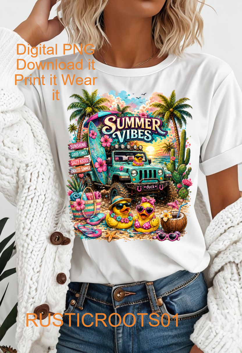SUMMER VIBES DIGITAL PNG INSTANT DOWNLOAD FILE
