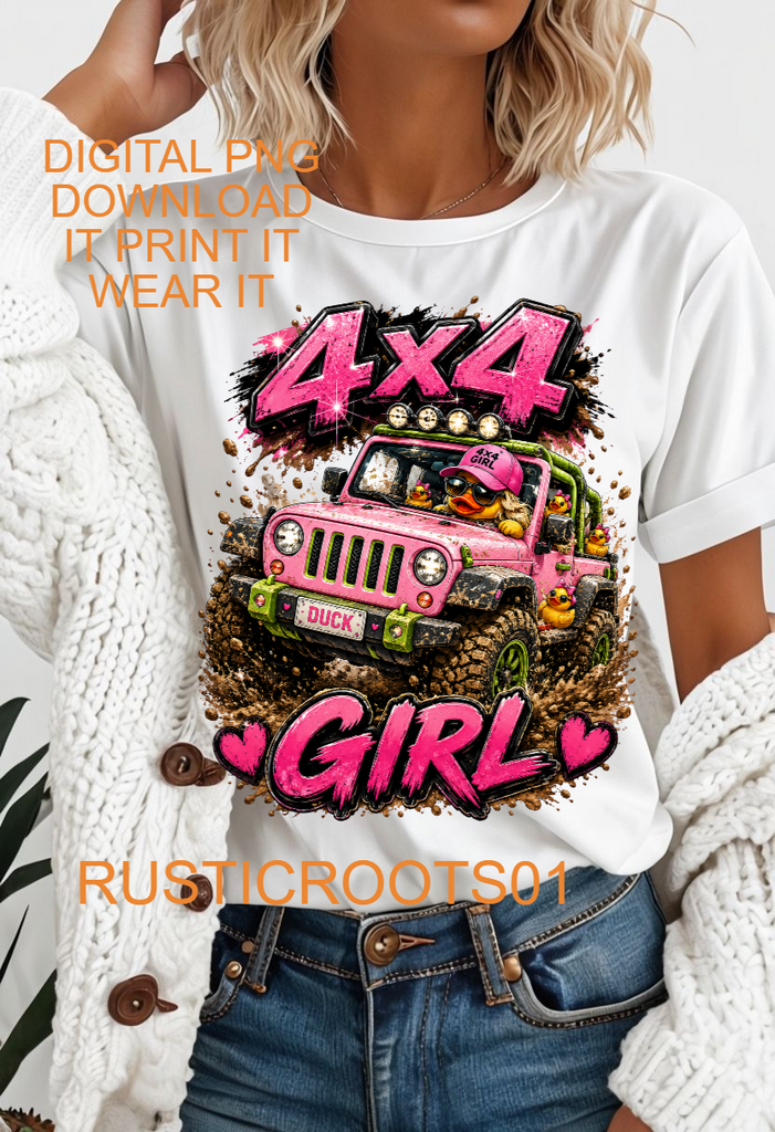 4x4 girl DIGITAL PNG DOWNLOAD FILE