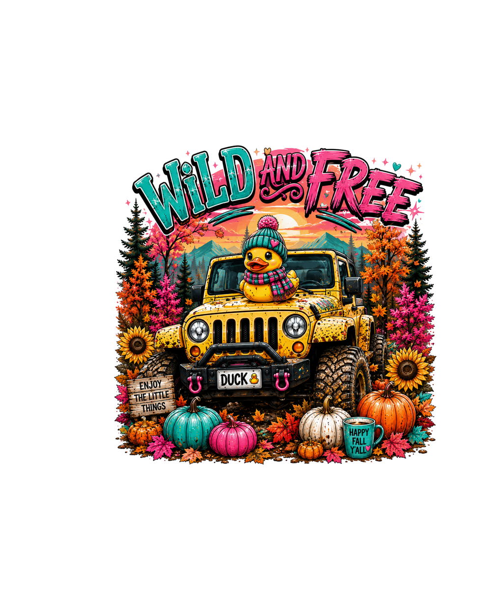 WILD AND FREE FALL DESIGN PUMPKINS BRIGHT COLORS DIGIAL PNG DOWNLOAD FILE
