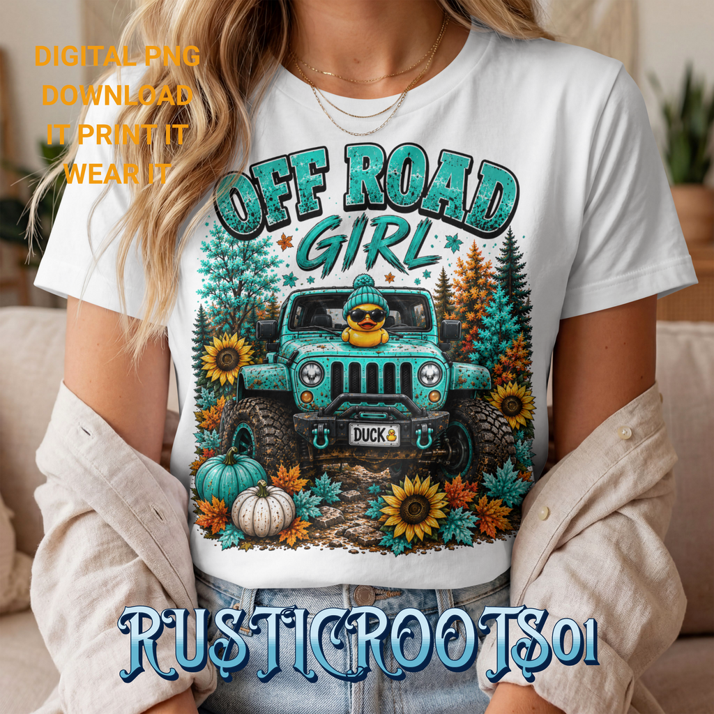 OFF ROAD GIRL TEAL FALL COLORS DUCK 4X4 PUMPKINS