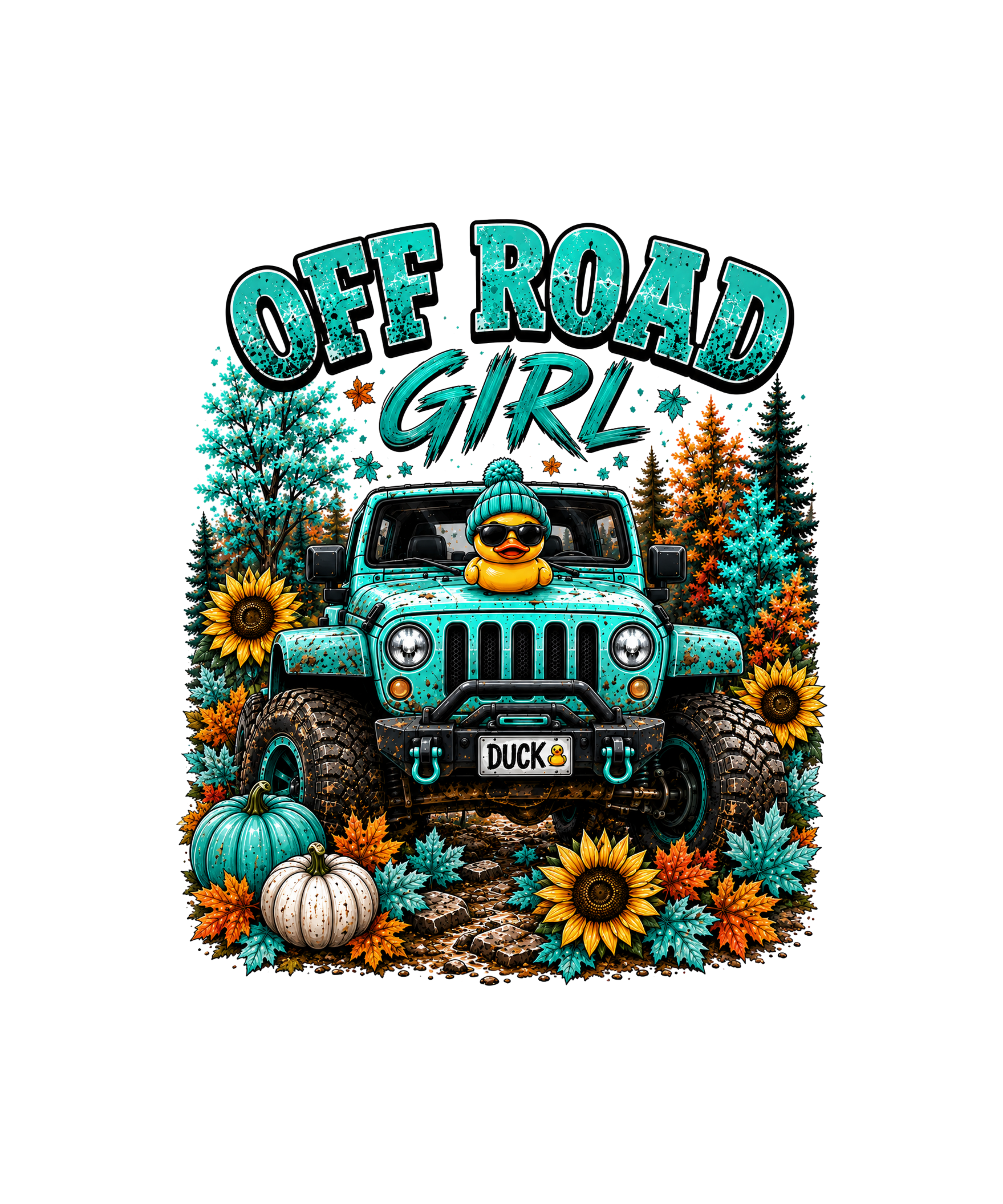 OFF ROAD GIRL TEAL FALL COLORS DUCK 4X4 PUMPKINS