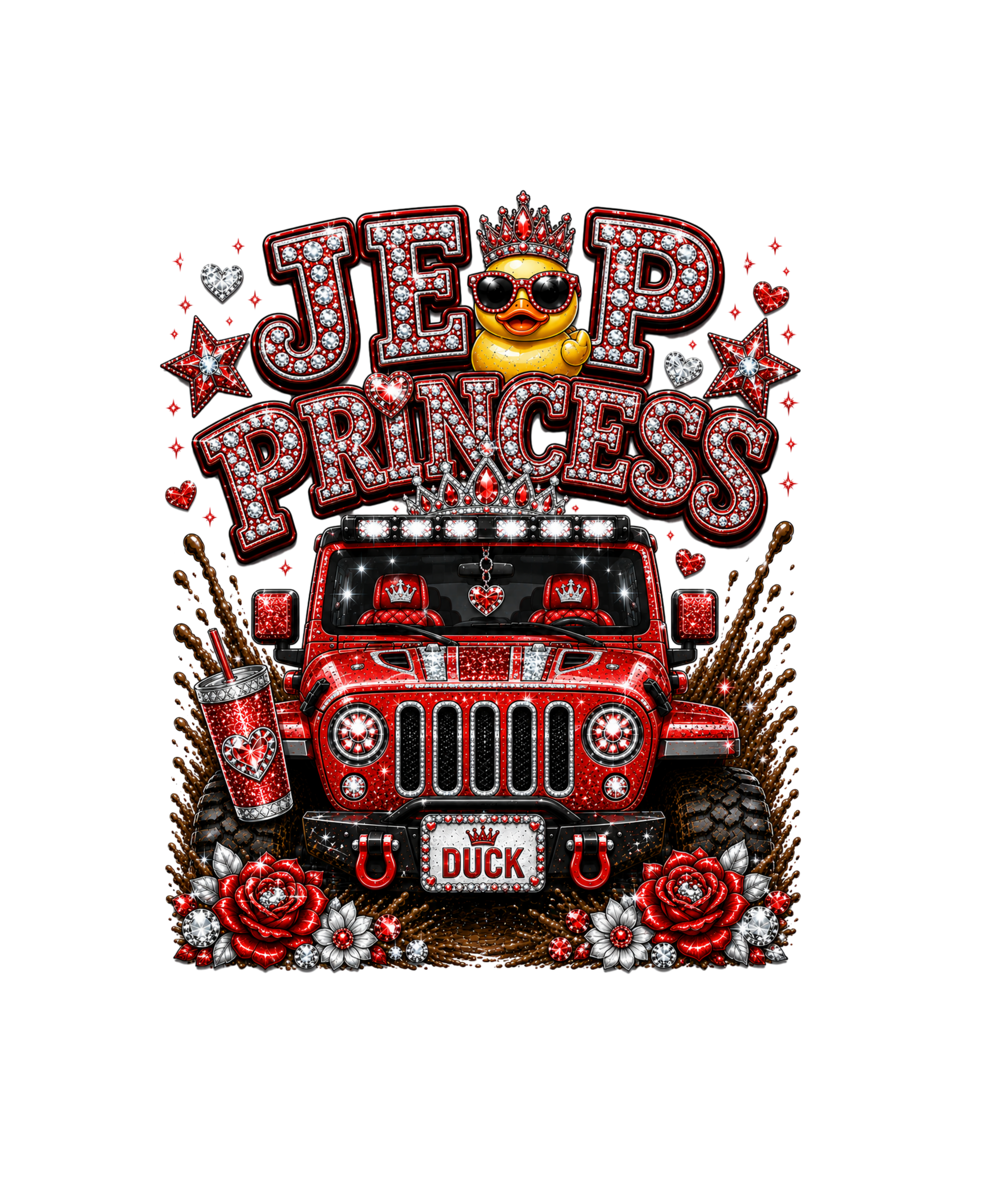 HOODIE RED & SILVER J E DUCK P GIRL SUV COTTON