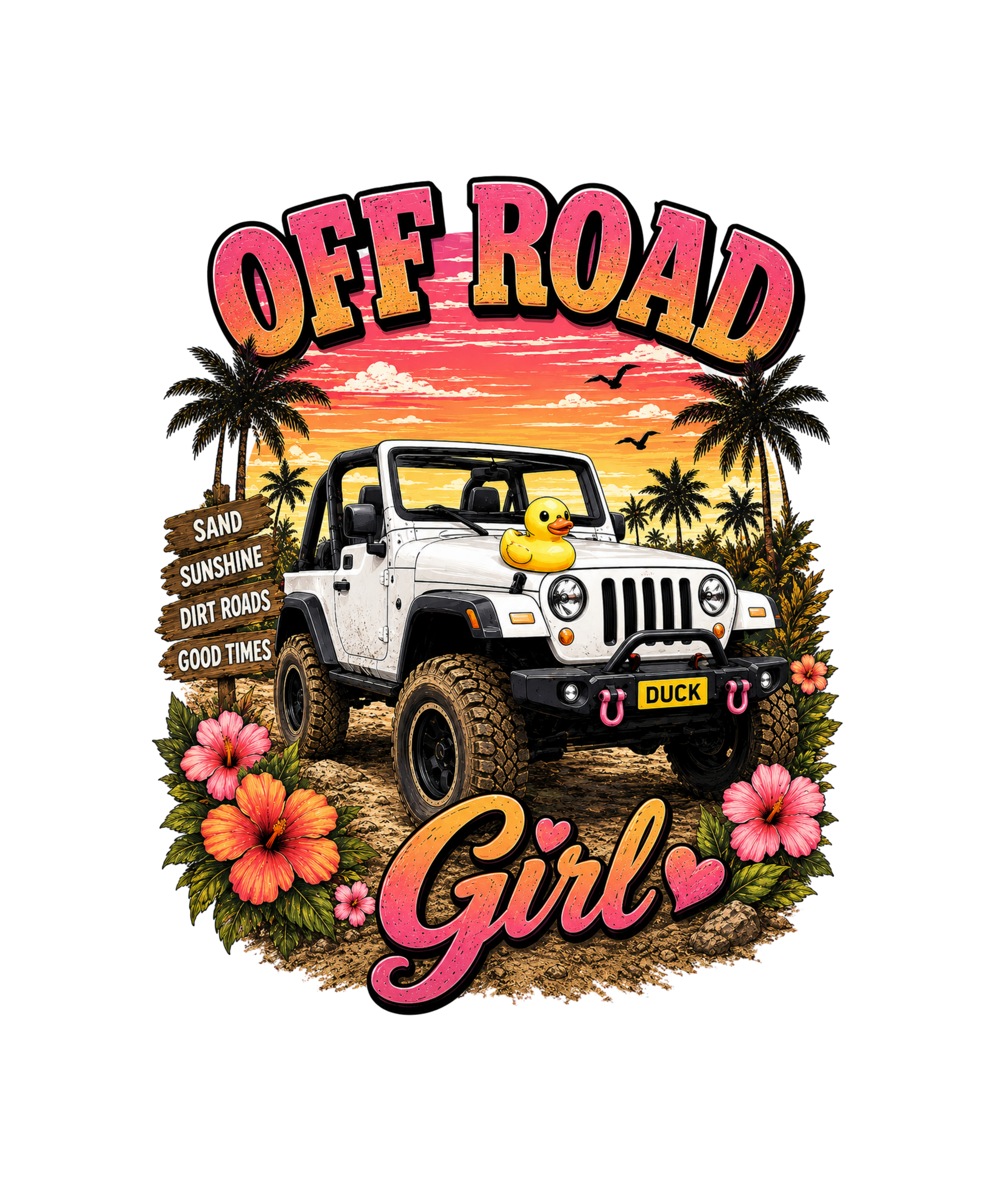 OFF ROAD GIRL WHITE DUCK PNG DIGITAL DOWNLOAD FILE