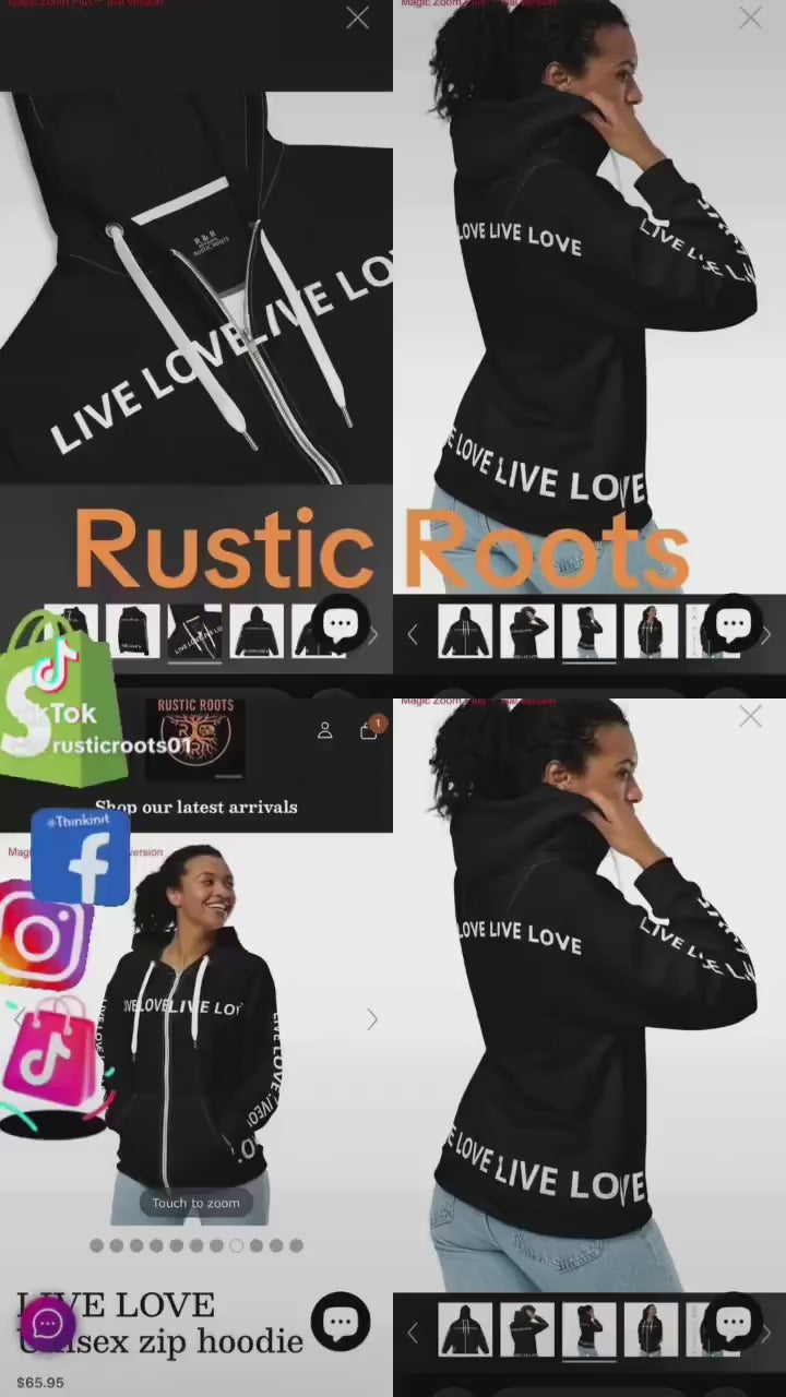 LIVE LOVE Unisex zip hoodie